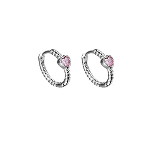 Pink Heart Hoop Earrings
