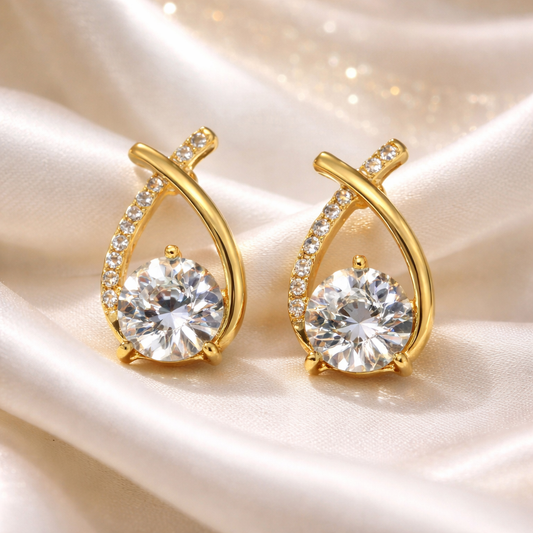 Golden Twist Crystal Earrings