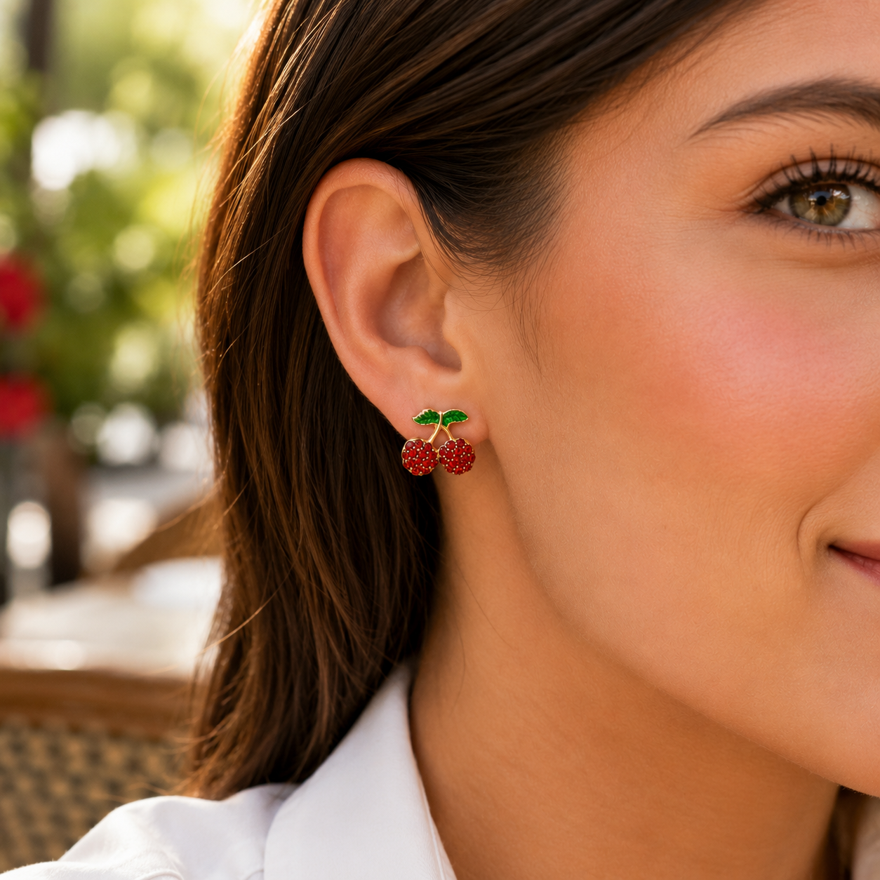 Pavé Cherry & Apple Earring Set