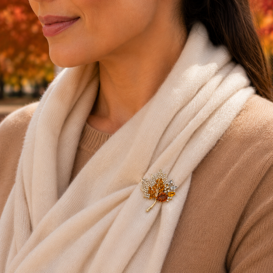 Golden Autumn Maple Leaf Pin