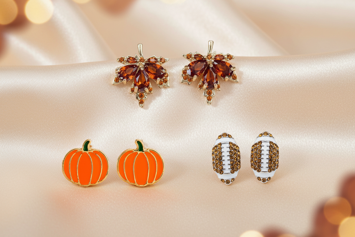Orange & Gold Pumpkin Earrings