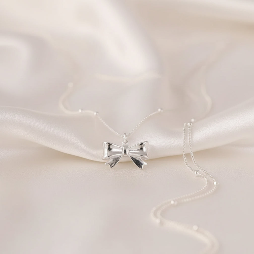 Silver Bow Necklace