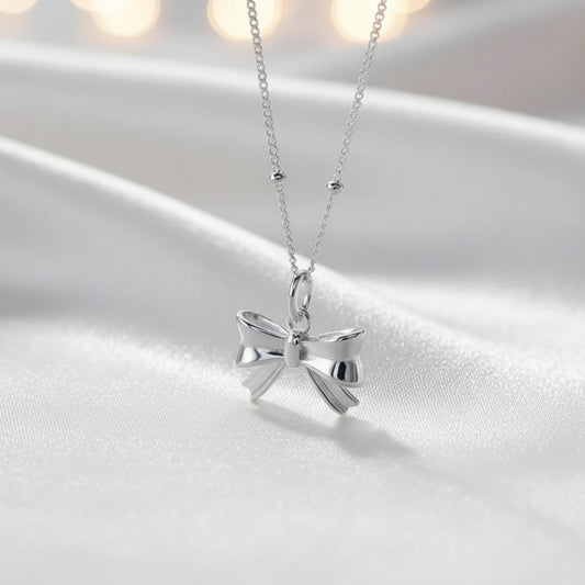Silver Bow Necklace