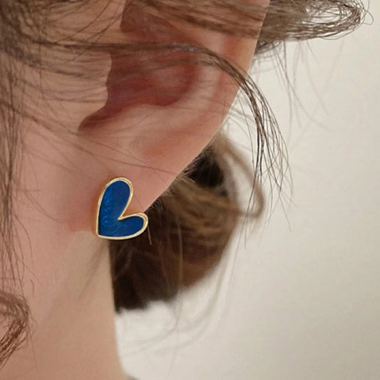 Dark Blue Heart Earrings