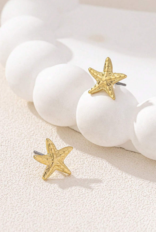 gold starfish earrings