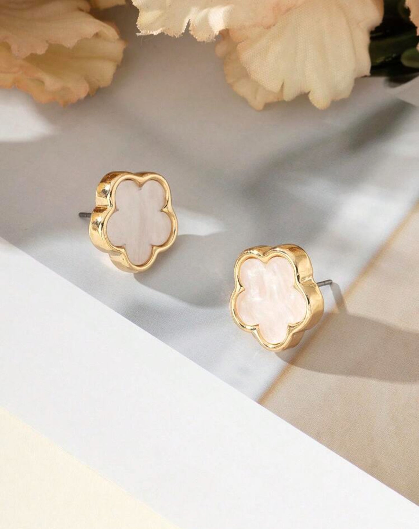 White Flower Earrings