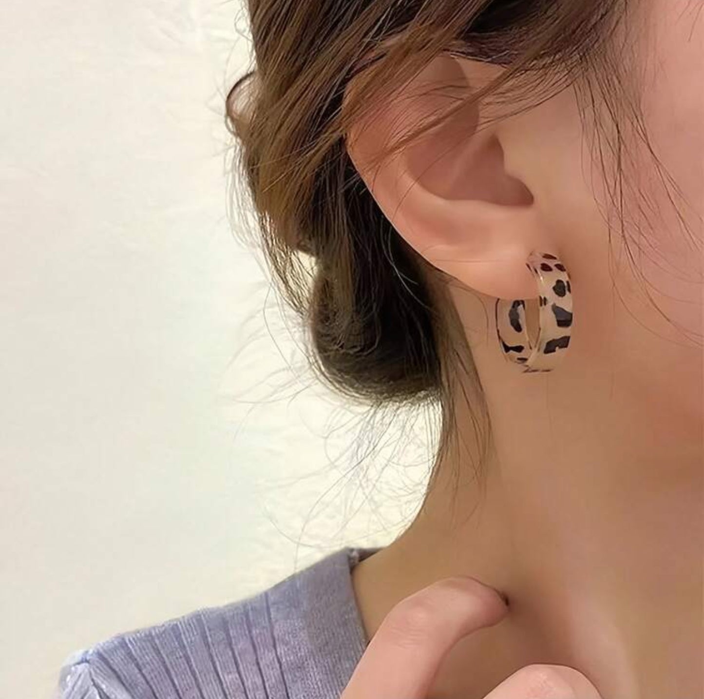 Leopard Print Bow and Hoop Earrings Bundle