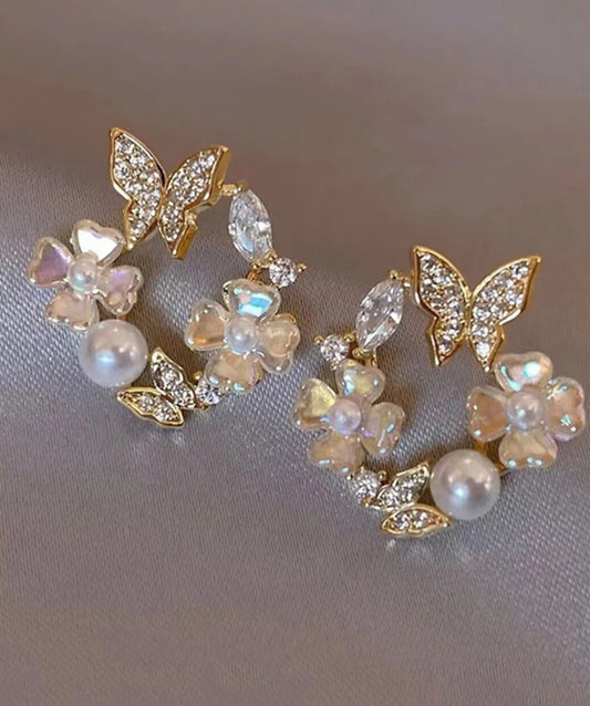 Butterfly Flower Wreath Earrings