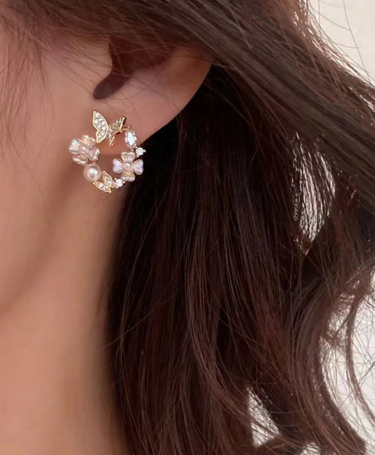 Butterfly Flower Wreath Earrings