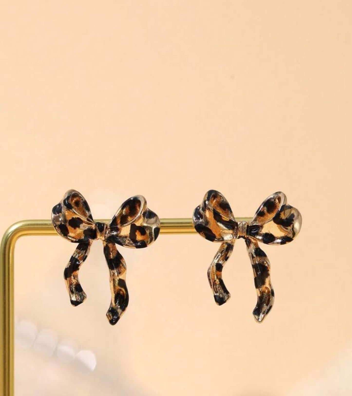 Leopard Print Bow and Hoop Earrings Bundle