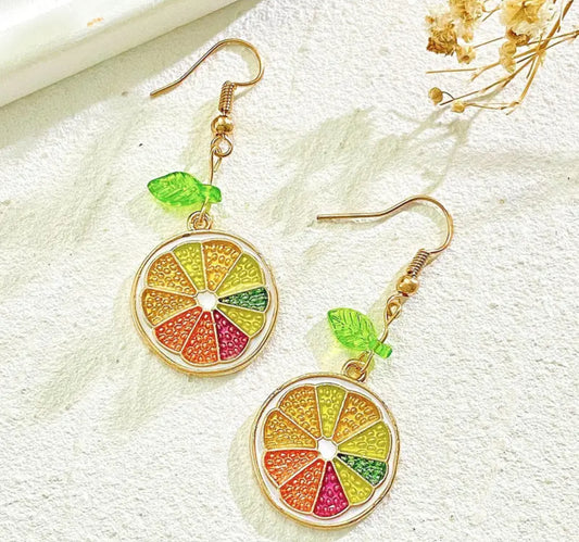Multicolor Citrus Slice Earrings