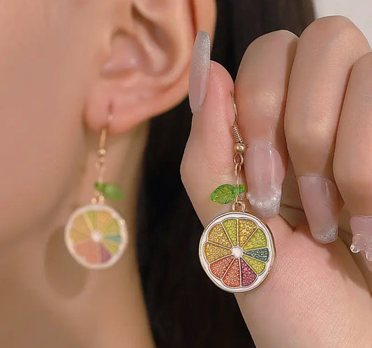 Multicolor Citrus Slice Earrings