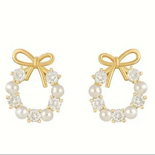 Gold Bow Wreath Earrings
