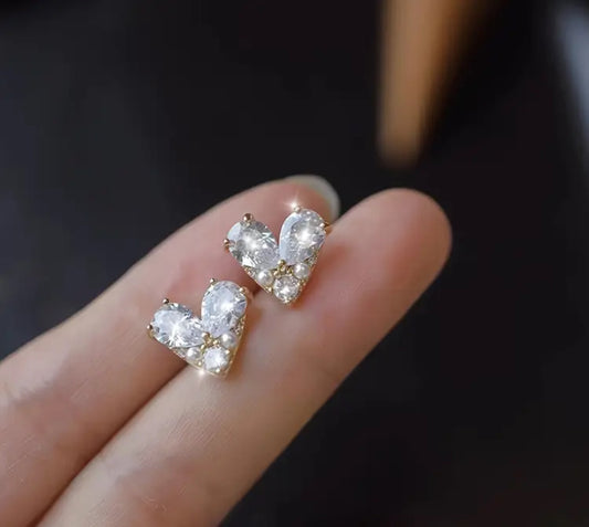Pearl Heart Zircon Earrings