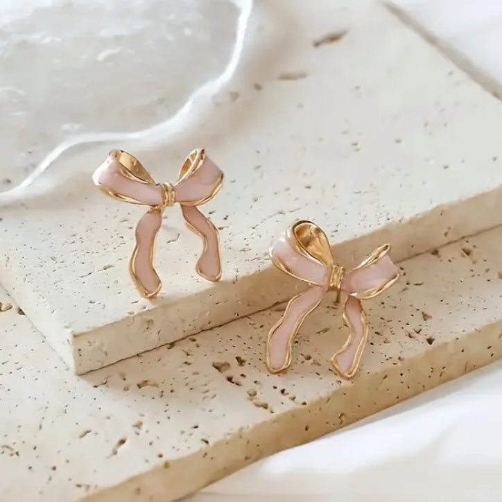 Pink Bow Earrings