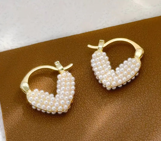 Pearl Heart Earrings