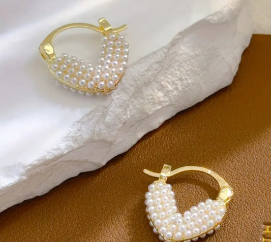 Pearl Heart Earrings