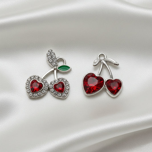 Halo Heart & Smooth Ruby Cherry Duo charms