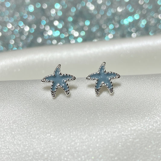 Mini Blue Starfish Earrings