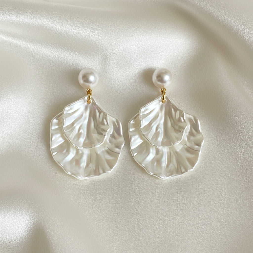 Pearl Shell Earrings on white background