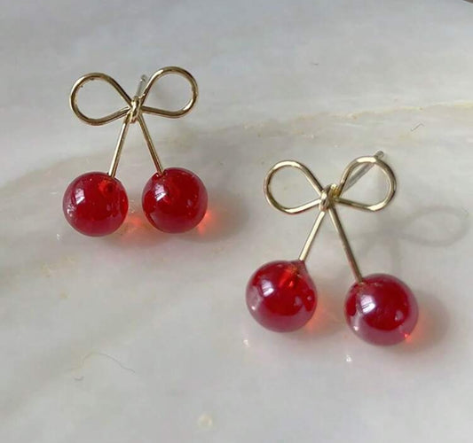 Cherry Bow Earrings