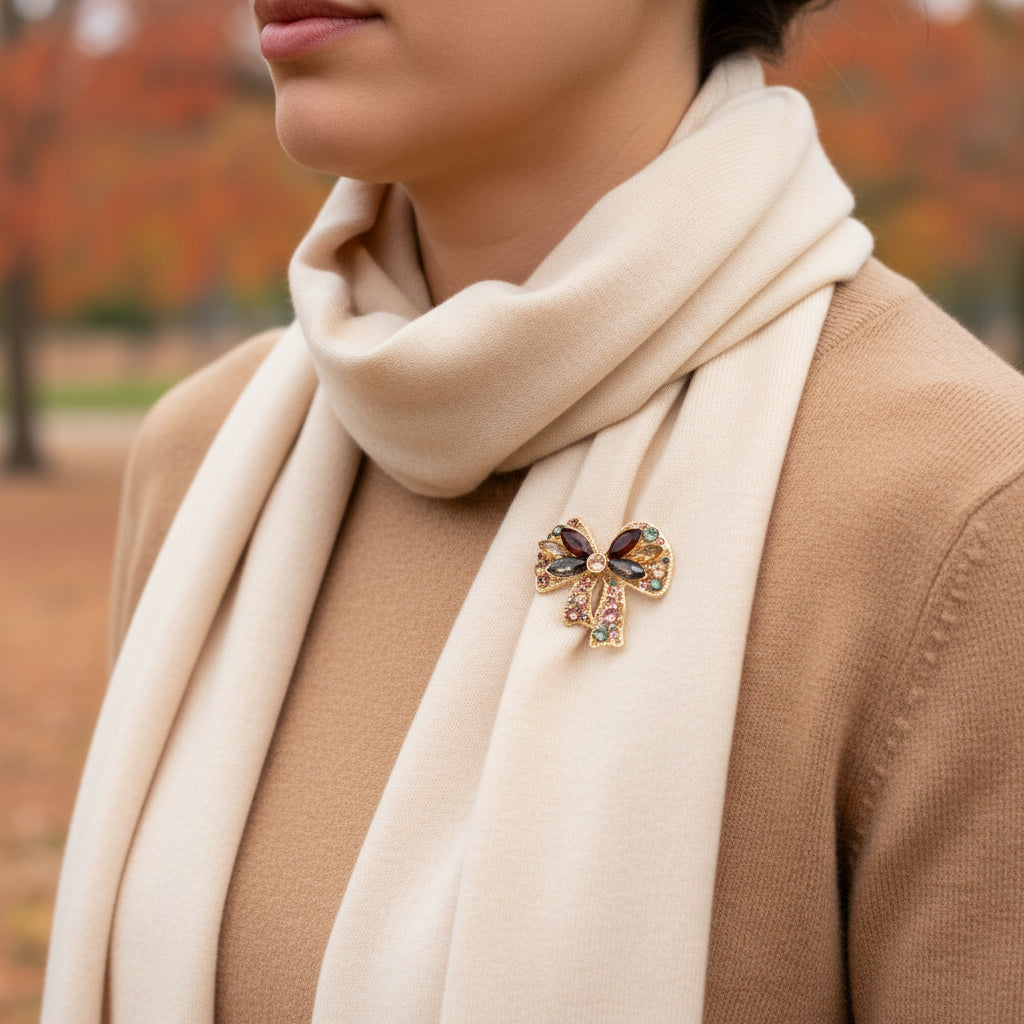 Golden Jewel Bow Pin