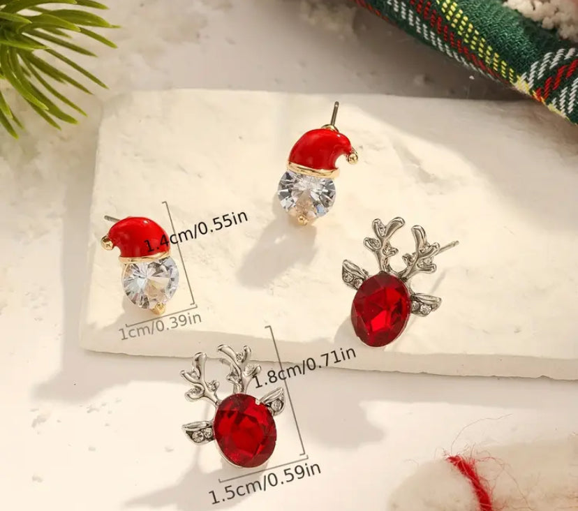Starlit Santa & Ruby Reindeer Earring Bundle