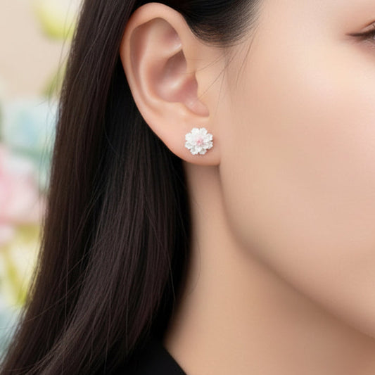 Pink & White Blossom Earrings