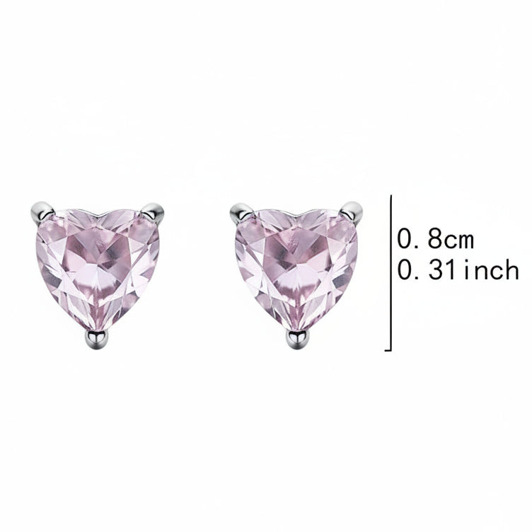 Mini Pink Crystal Heart Earrings