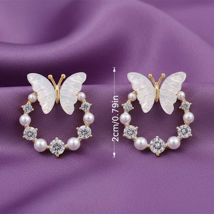 Butterfly Pearl Sparkle Earrings