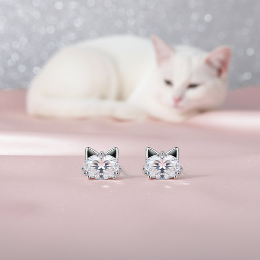 Mini Zircon Cat Stud Earrings