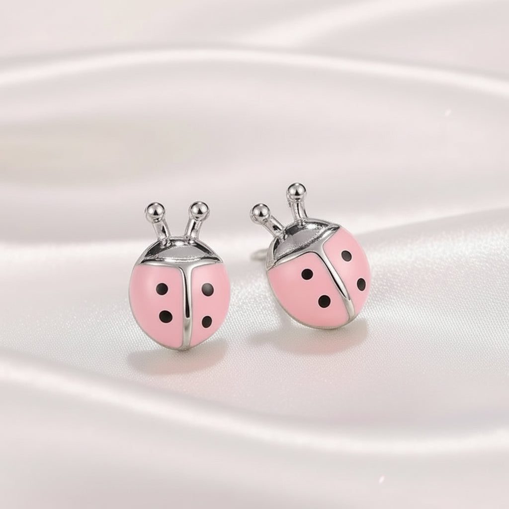 Pink Ladybug Earrings
