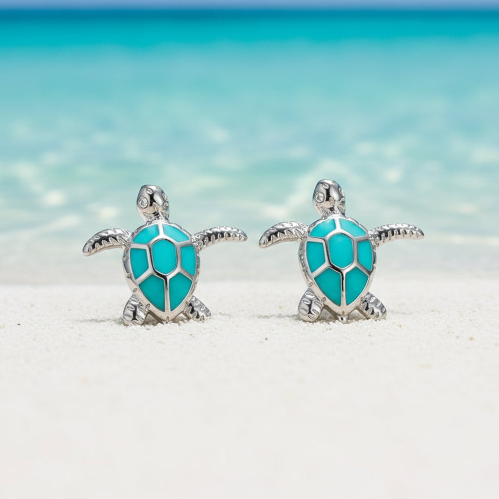 Turquoise Sea Turtle Stud Earrings