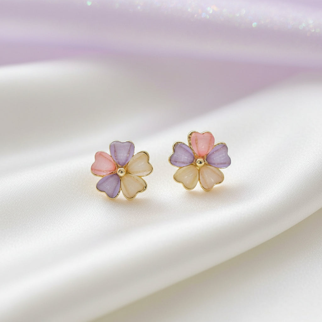 Pastel Petal Blossom Earrings on a white background