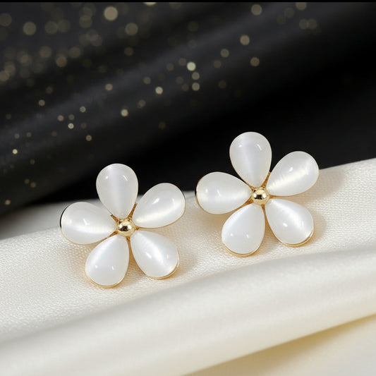 White Petal Flower Earrings