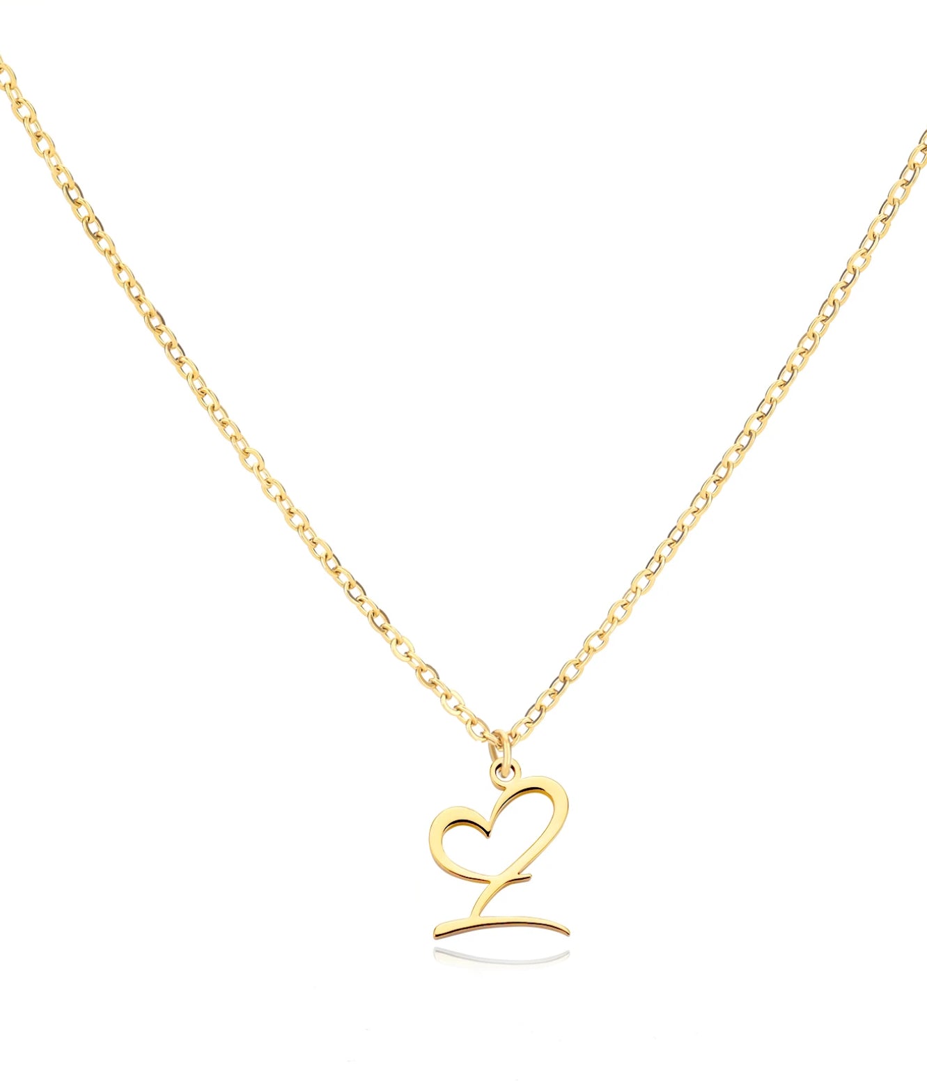 Cursive Initial Heart Necklaces