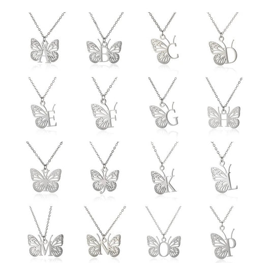 Initial Butterfly Necklace