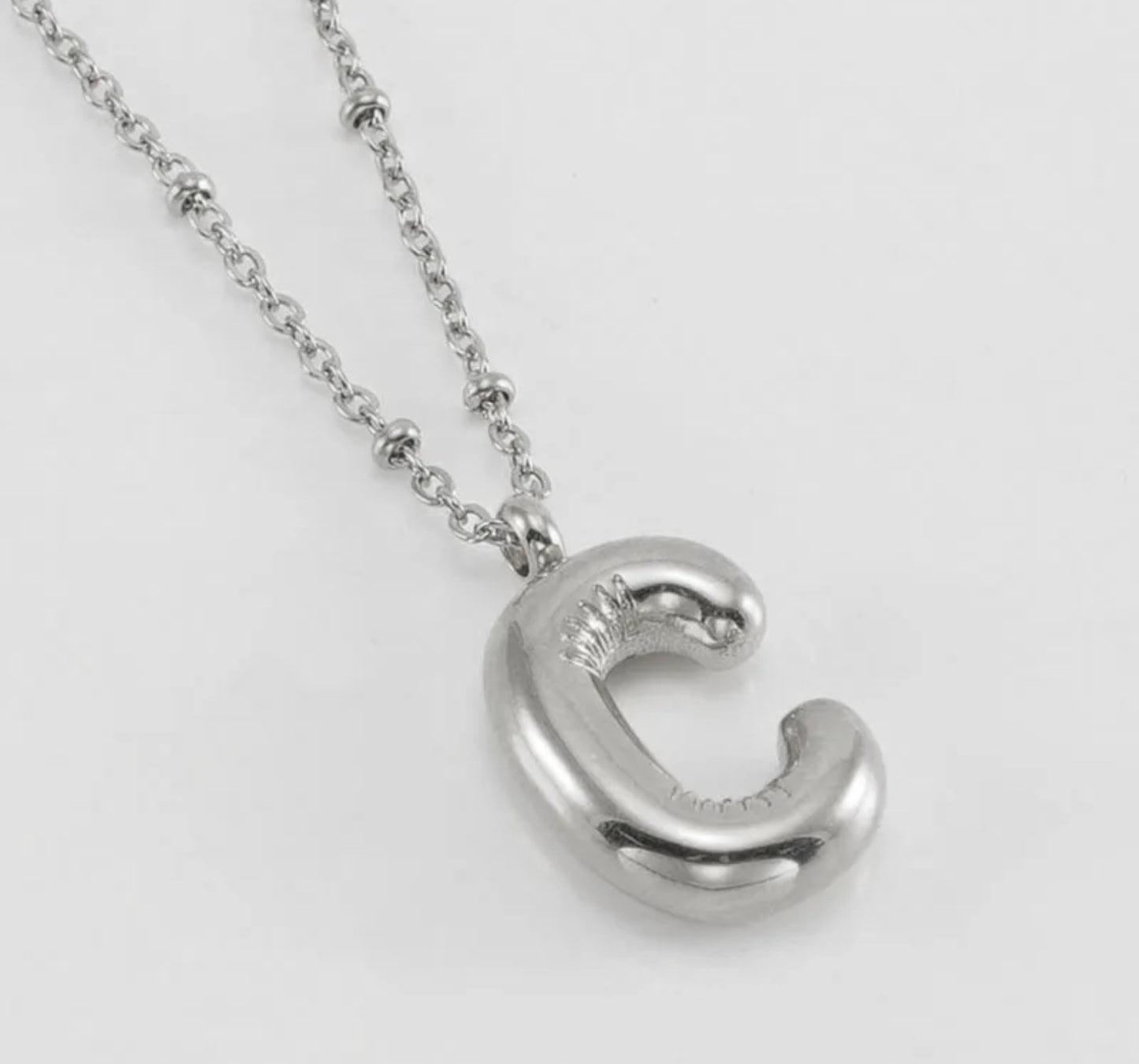 Initial Balloon Necklace - Silver