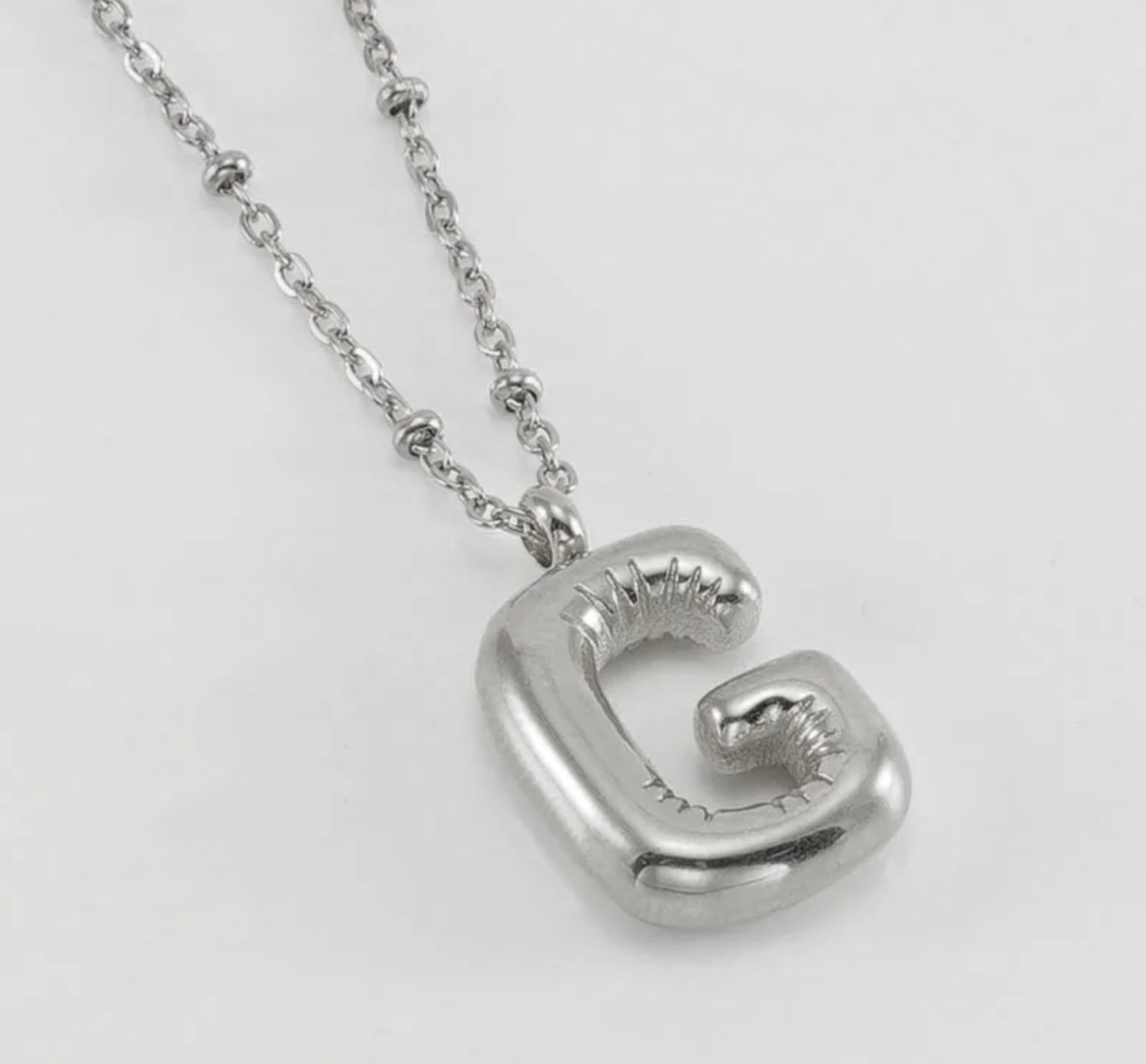 Initial Balloon Necklace - Silver
