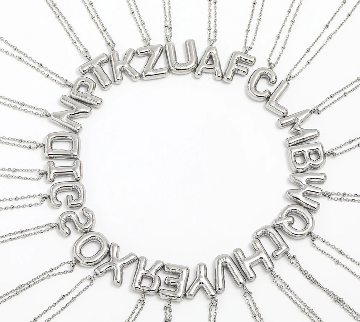 Initial Balloon Necklace - Silver