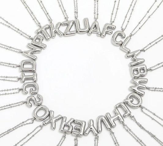 Initial Balloon Necklace - Silver