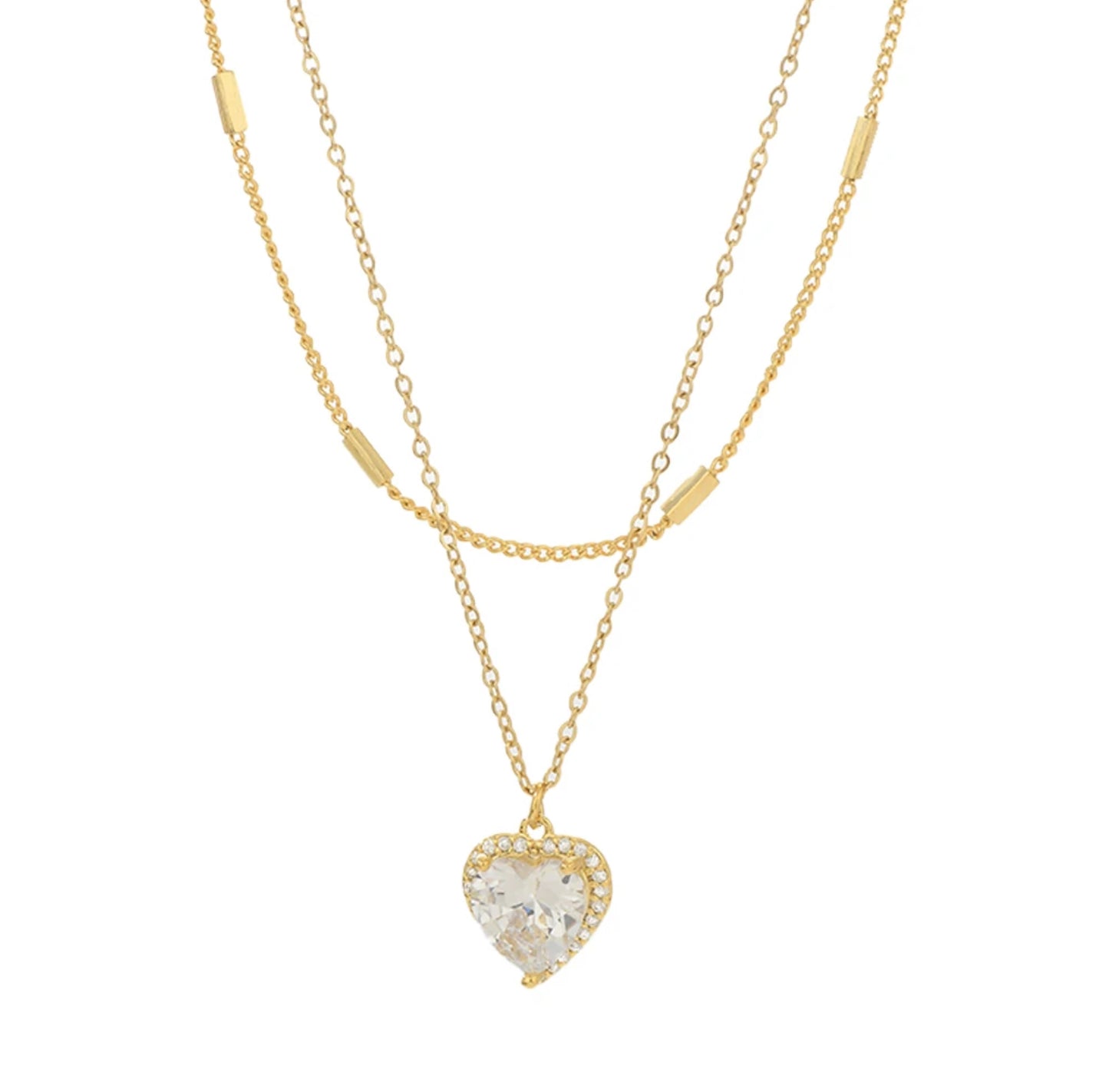Layered Heart Zircon Necklace