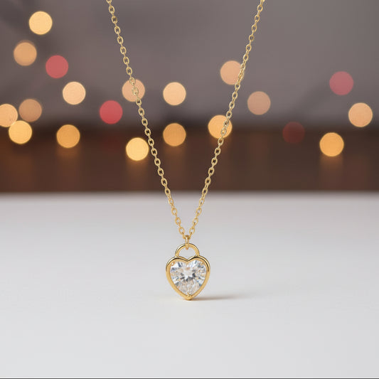 Zircon Heart Locket Necklace, main image.