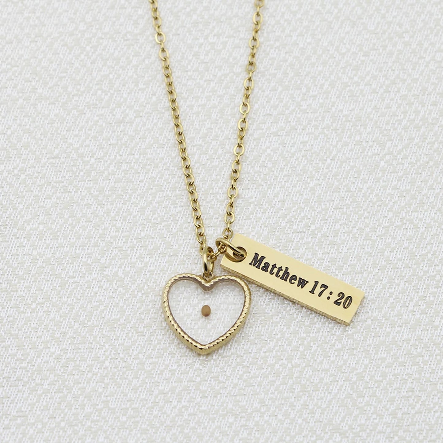 Mustard Seed Heart Necklace