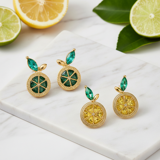 Lemon & Lime Gem Earrings Bundle on marble