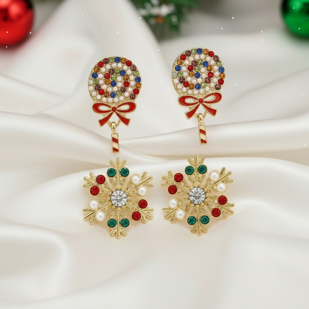Holiday Lollipop & Snowflake Earring Bundle