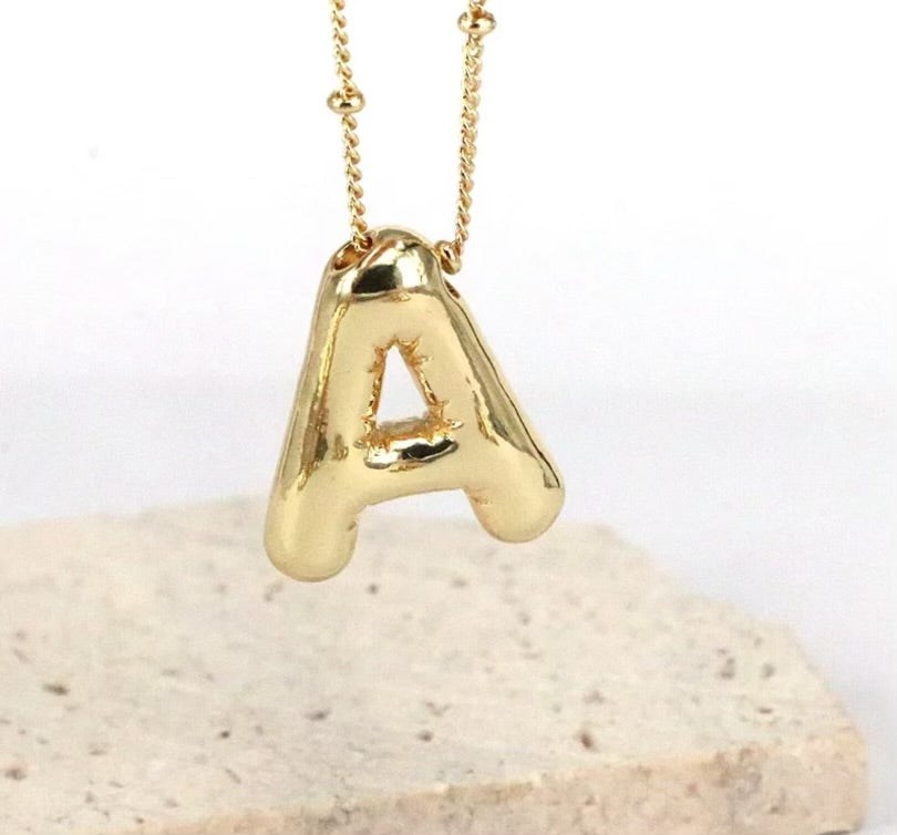 Initial Balloon Necklace - Gold