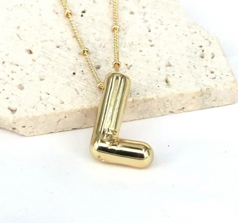 Initial Balloon Necklace - Gold
