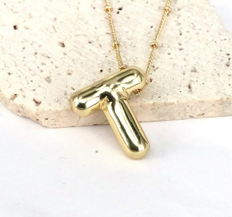 Initial Balloon Necklace - Gold