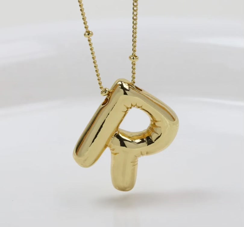 Initial Balloon Necklace - Gold